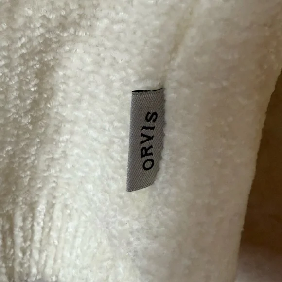 NWT, Orvis super soft, chenille, Cream Cable Knit Sweater - Picture 3 of 6